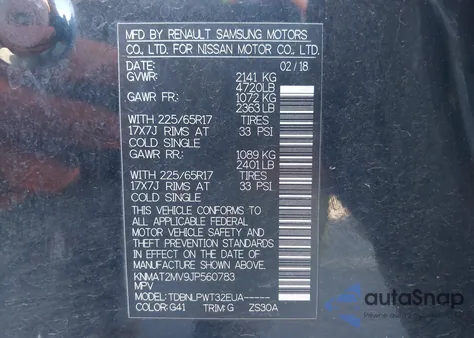 2018 Nissan Rogue S z USA, uszkodzony, nr VIN KNMAT2MV9JP560783